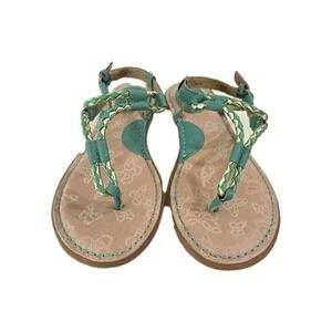B.O.C. BORN CONCEPT BOHO BRAIDED THONG SANDALS, Green & Gold,  8M